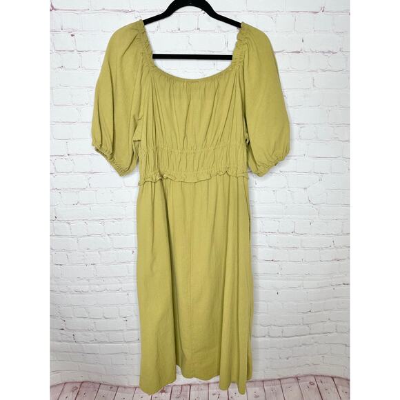 Universal Thread Moss Green Peasant Dress Womens Large Short Sleeve - Picture 5 of 8